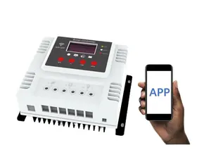 Regulator Panel surya PV LCD pintar, Regulator Panel surya 10A 20A 30A 60A Amp 12V 24V 48V PWM dengan aplikasi WIFI 2023