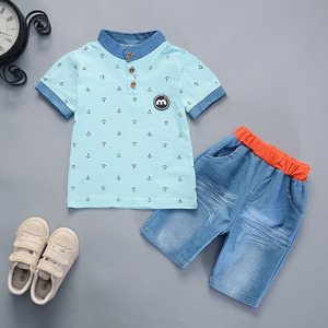 Ensemble de vêtements d'été transfrontalier PSJ-Y0 pour bébé garçon, ensemble deux pièces short et t-shirt à manches courtes pour enfants - Product Image 4