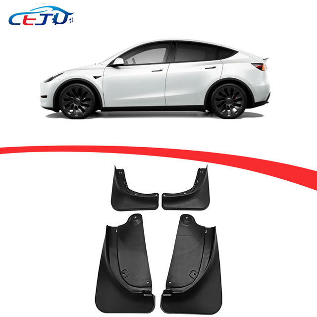 4pcs Soft Rubber Auto Mudguard Waterproof Prevent Mud Splashing Car Mud Flap Fender Trim Accessories for Tesla Model Y 2020-2024