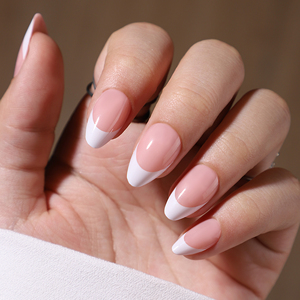 Vente en gros <span class=keywords><strong>faux</strong></span> ongles courts en acrylique fini gel Uv French Nails Tips Press On Nails Réutilisable fait à la main - Product Image 4