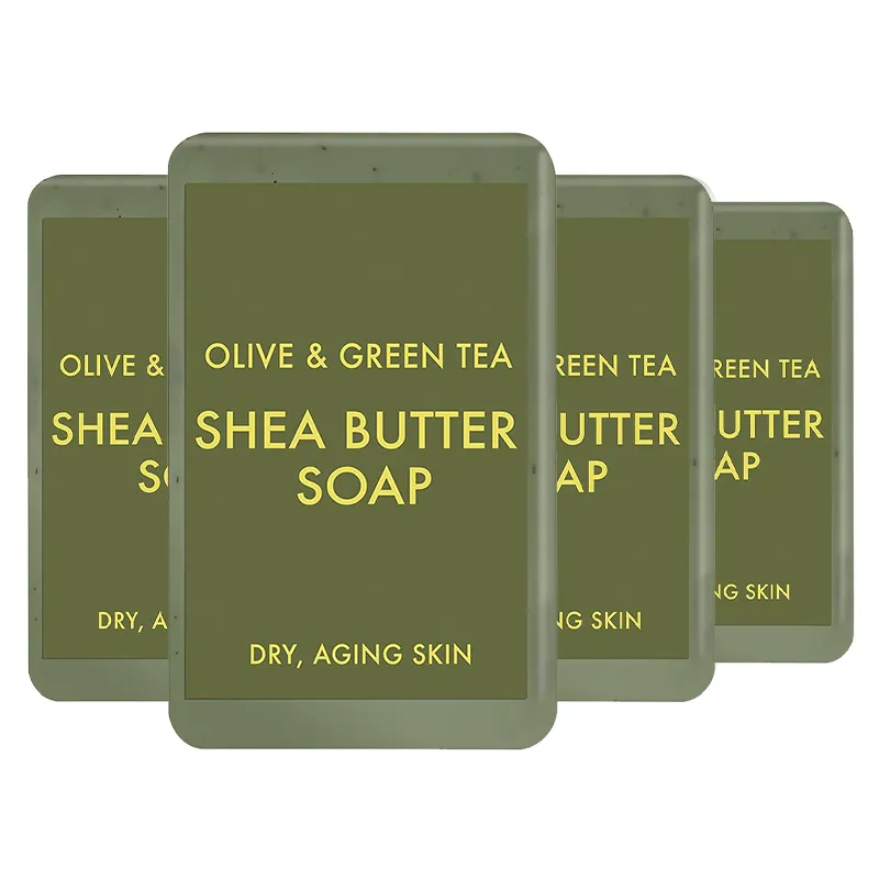 Shea Butter Riegel Seife mit Olivenöl Avocado öl Grüner Tee Ätherische Öle Vitamin E Bio Seife für Gesicht & Körper Handgemachte Seifen