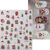 Autocollants 5D de Noël pour Ongles : Bonhomme de Neige Mignon, Arbre et Maison – Décorations de Manucure Nouvel An