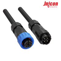 Connecteur étanche assemblé M16 2 broches femelle, filetage IP67, broches en laiton plaqué or pour câblage d'équipement