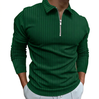 Prix d'usine Chine OEM Logo personnalisé Sérigraphie Polyester tricoté Manches longues Couleur unie Col rabattu Décontracté Homme