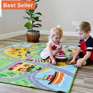 Nylon Printed City Road Map Durable Kids Carpet Rug play mat for Toys cars