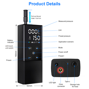 Newo Best – <span class=keywords><strong>gonfleur</strong></span> de pneus électrique Portable 150psi, pompe à compresseur d'air pour <span class=keywords><strong>voiture</strong></span>, moto, Mini <span class=keywords><strong>gonfleur</strong></span> de pneus Portable <span class=keywords><strong>sans</strong></span> <span class=keywords><strong>fil</strong></span> - Product Image 6
