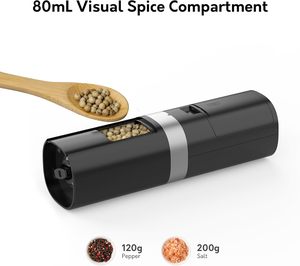 Stainless Steel Eco-Friendly Battery Powered <b>Pepper</b> Mill Adjustable Coarseness Electric Salt <b>Pepper</b> <b>Grinder</b> Set with LED Light - Product Image 3