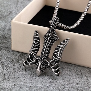 จี้รูปตรีศูลสแตนเลสสตีล ดีไซน์เรขาคณิตสองด้าน สำหรับผู้ชายและผู้หญิง สร้อยคอแฟชั่น ของขวัญ เครื่องประดับ - Product Image 2