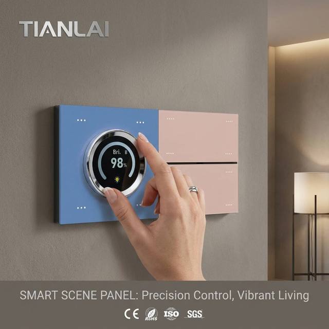 Tianlai Modern Modular Smart Home Control Panel With Rotary Knob Dimmer Switch LCD Screen for Luxury Hotel Building Factory