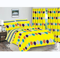 Parures de lit avec rideaux assortis, taille King, 6 pièces, drap de lit en polyester, drap de lit en coton