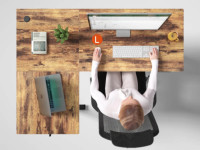 Bureau debout électrique moderne en forme de L, réglable en hauteur, avec cadre métallique et conception extensible à double/triple moteur
