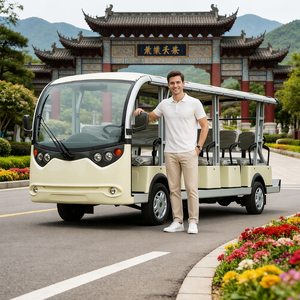 Autobús <span class=keywords><strong>Turístico</strong></span> Eléctrico al Aire Libre Sin Puertas, Vehículo de Transporte <span class=keywords><strong>Turístico</strong></span> Multipasajeros para <span class=keywords><strong>Alquiler</strong></span> en Parques Escénicos y Resorts - Product Image 5