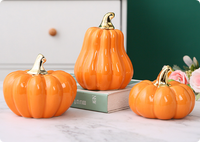 Figurine de citrouille en céramique blanche émaillée de qualité supérieure, motif géométrique, cadeau élégant pour la décoration de Thanksgiving