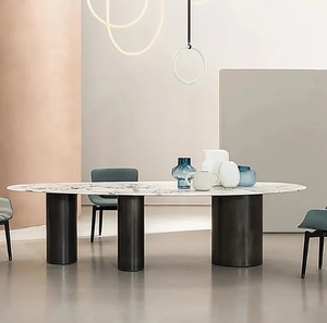 Mesa de comedor de losa de roca de 12mm de espesor de estilo moderno con patrón de mármol para el hogar, Hotel, apartamento, Villa, muebles de comedor - Product Image 3