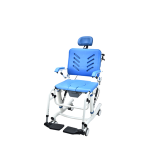 Boao TCM823 Inodoro de silla de ruedas de aluminio de altura ajustable moderno con cubo de inodoro y asiento de PU Capacidad de 125Kg Ruedas médicas de 4" - Product Image 1