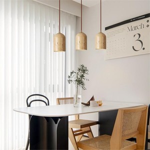 Japanese Wabi-Sabi Style Yellow Travertine Pendant <b>Light</b> Cream Bedroom Bedside Nordic Original Wood for HomeStay <b>Chandelier</b> - Product Image 5