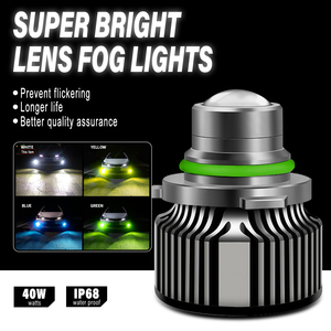 Phares antibrouillard T3 Lens 6000LM 6000K-8000K Ampoules <span class=keywords><strong>LED</strong></span> super lumineuses |   12V 40W |   Adaptation universelle H11 9005 |   Pièces détachées automobiles - Product Image 1