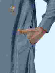 Al Haramain <b>Men</b> <b>Thobe</b> Long Sleeve Cotton Floor Length Solid Color Stand Collar Casual Daily Wear Middle East Traditional Style - Product Image 5