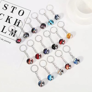 Porte-clés univers lumineux en gros, planète, système solaire, pendentif en métal, galaxie, nébuleuse, Terre, boule de verre double face - Product Image 5
