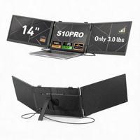 Nouveauté : Moniteur triple écran, extension d'affichage multi-écrans pour ordinateur portable, 14 pouces IPS 1080P Type C 300 Nits 60Hz, idéal pour le télétravail