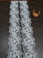 Large bordure en dentelle blanche de 9,5 cm, motif floral à six pétales, festonnée, brodée, pour robe de soirée, rideau, couture DIY, artisanat en dentelle
