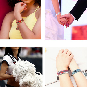 Pulsera bordada personalizable de amor salvaje, brazalete de cuerda trenzada de boda con borlas, solo para novia, 20 unidades, 70 diseños - Product Image 6