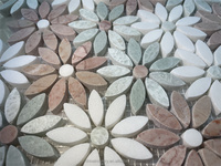 Multi Color Circle Style Daisy Flower Handmade Pattern Marble Mosaic Interior Kitchen Dosseret Tile Salle de bain Carrelage mural