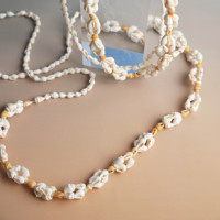 Élégant Collier Long Fait Main Perlé de Plage en Coquillages Naturels Bohème