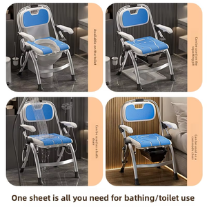 Toilette et douche portables pour personnes âgées, tabouret pliable à double usage pour la maison, chaise de toilette robuste - Product Image 4