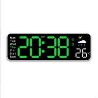 Reloj de Pared Digital LED Moderno para Decoración del Hogar, Multifuncional, con Brillo Ajustable, Temporizador y Visualización del Clima