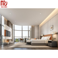 Ensemble de meubles de chambre d'hôtel 5 étoiles, design moderne, panneaux en chêne mélaminé avec éclairage LED, écologique, résistant à l'eau, durable, pour école, appartement, villa