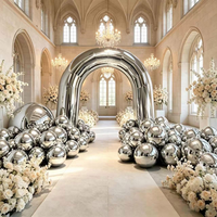 Arche miroir gonflable, arche gonflable miroir argentée pour la décoration de mariage, d'événements et de fêtes