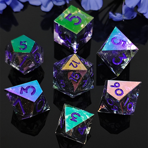 Juego de dados afilados arenas movedizas electrochapadas poliédricas de colores DND al por mayor para mazmorras y dragones TRPG para jugar - Product Image 2