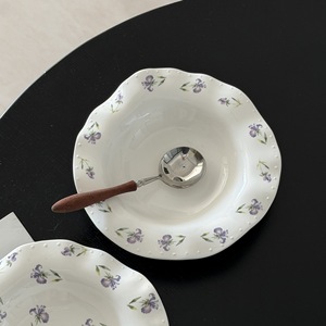 จานเสิร์ฟอาหารสไตล์ฝรั่งเศสลายดอกไอริสประดับมุก  ทำจากพอร์ซเลน  เป็นมิตรกับสิ่งแวดล้อม เหมาะสำหรับเสิร์ฟก๋วยเตี๋ยว <span class=keywords><strong>อาหาร</strong></span>ตะวันตก ของหวาน สลัด  แบบย้อนยุค ใช้ในครัวเรือน - Product Image 3