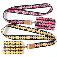 Tali Leher Sekolah Label Kulit Kustom Logo Poliester Kartu ID Grosir Lanyard