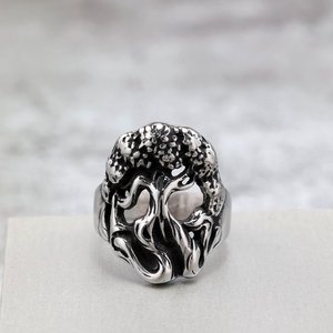 Bague pour homme en acier inoxydable, arbre de vie, creuse, style punk, bijoux hip hop - Product Image 3