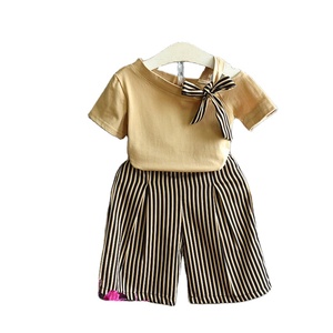 Conjuntos de Ropa para Niños, Trajes de Pantalones a Rayas con Lazo a Rayas para Bebés Niñas, Venta al Por Mayor - Product Image 1