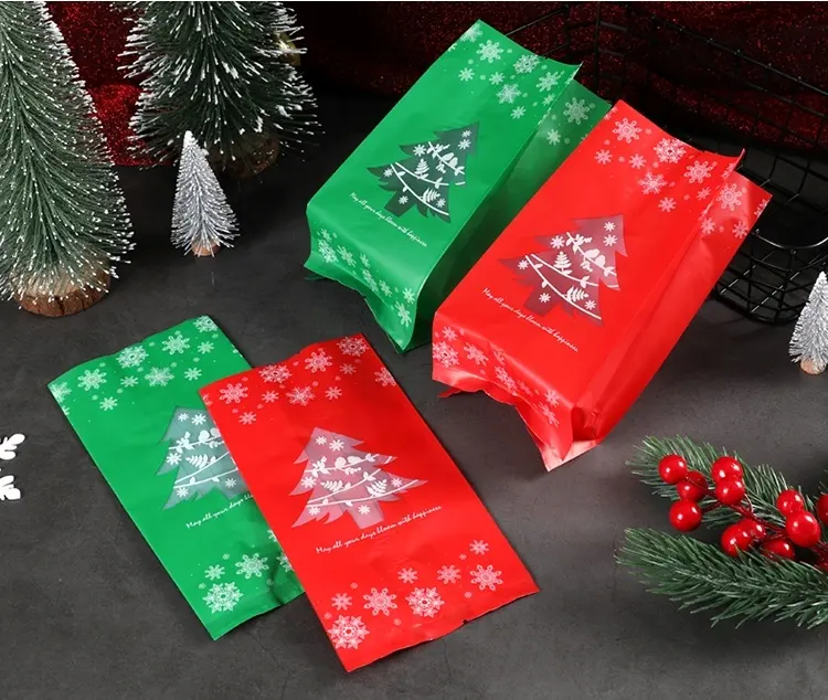 Stock Candy Biscuit Bag Cute Plastic Christmas Bag With LOGO