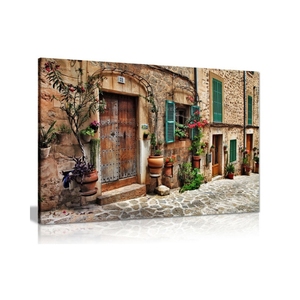 Manifesto della pittura del paesaggio della struttura interna della pittura della parete di architettura della tela di arte della parete di architettura della porta del Mediterraneo - Product Image 1