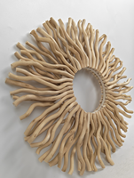 Décoration murale en bois naturel effet soleil 25,4 cm, artisanale, style bohème, 25,4 x H3,5 cm