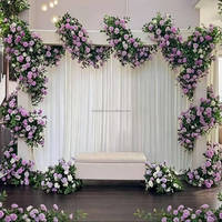 Bruidsbloemen Luxe Paarse Zijden Bloemenwand - Paarse Luxe Bloemenachtergrond voor Bruiloften & Evenementen