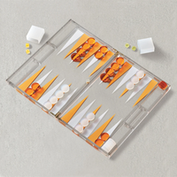 Vente en gros de dames en plexiglas rose de luxe personnalisées pour magasin Chip Lucite Boards Professional Acrylic Backgammon Set en plastique à vendre