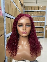 Perruque en cheveux humains vierges en gros, économique, coupe bob droite, coupe pixie, avec closure en dentelle 4x4 effet 'water wave'