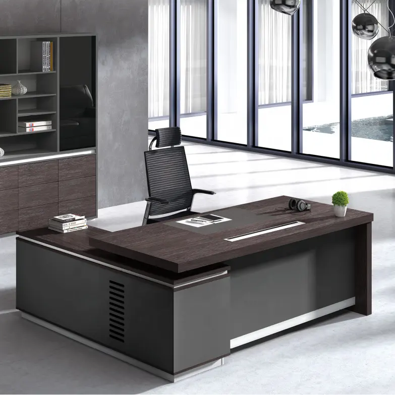 Modern Design Office Desk Furniture With Storage Cabinet Working Boss Executive Desk