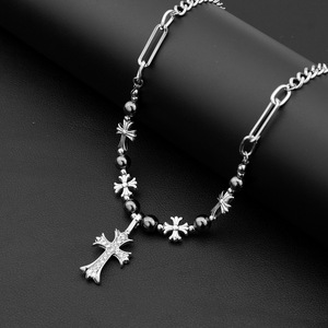 New Exquisite Light Luxury Silver Plated Cross Pendant Necklace Hiphop Style Unisex's Necklaces Wholesale Jewelry Trendy - Product Image 3
