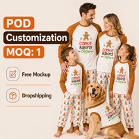 Ensemble de pyjamas de Noël personnalisés en polyester à manches raglan, motif pain d'épices et orange, pour toute la famille (hommes, femmes, enfants), livraison directe, impression à la demande, MOQ 1 pièce