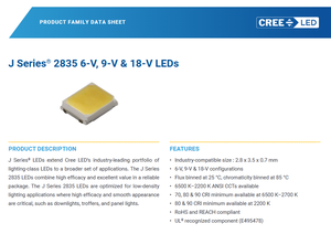 Venta Caliente CREEs JK2835AWT Serie J 2835 6V 9V 18V Chip LED SMD Blanco Cálido 2200k-6500k - Product Image 3