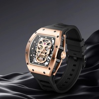 Montre mécanique de luxe haut de gamme OEM personnalisée pour hommes, mouvement automatique, alliage de silicone, cadran à aiguilles lumineuses, étanche 50M, vente en gros