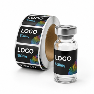 Etiquetas Autoadhesivas con Logotipo Personalizado, Base Negra, Ondas Holográficas Arcoíris, para Viales de Péptidos, Vidrio, Xilin, Embalaje de Muestras de Investigación - Product Image 2