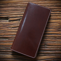 Portefeuille long pour homme en cuir véritable, cuir de vache tanné végétal italien, protection RFID, plusieurs emplacements pour cartes, sac à main décontracté